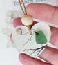 Sea Glass Bird Keepsake - Handmade Coastal Hanging Decoration or Fridge Magnet - Image 1