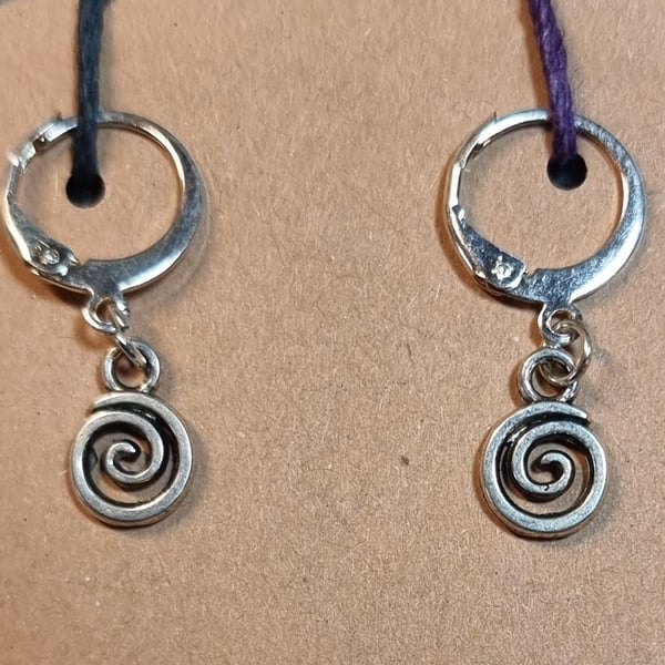 Boho Hippy Huggie Hoops  Spiral Charms