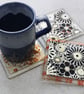 Handmade Fused Glass Flowers on Silver Drinks Coaster - Glass Tile Table Mat - Image 2
