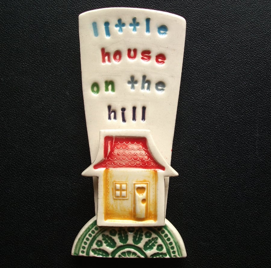 ceramic brooch Little House on The Hill