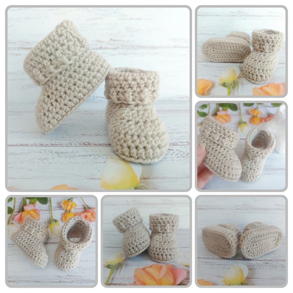 Baby Booties, Made To Order Newborn, 0-3 and 3-6 Months Crochet Boots