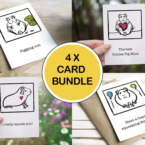 Guinea Pig card bundle 4 cards blank