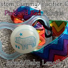 Custom Pink & Red Colours X-SHORT-BABY-NEWBORN 100% cotton pacifier paci clips
