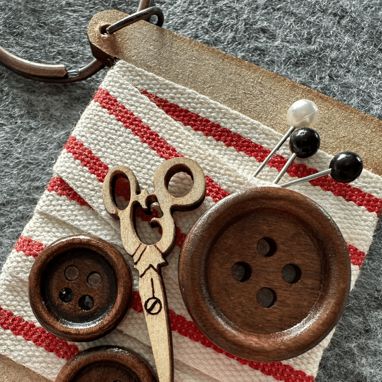 Handmade Cotton Reel Sewing Keyring - Perfect Gift for Sewists and Sewing Lovers