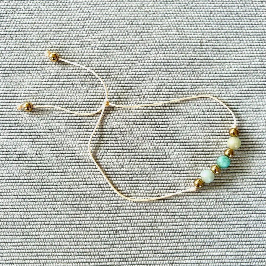 Adjustable Amazonite bracelet - Zodiac birthstone for Virgo