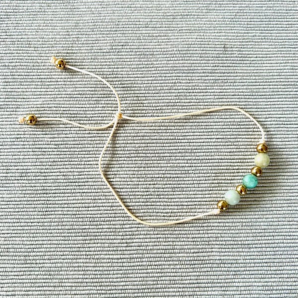 Adjustable Amazonite bracelet - Zodiac birthstone for Virgo 