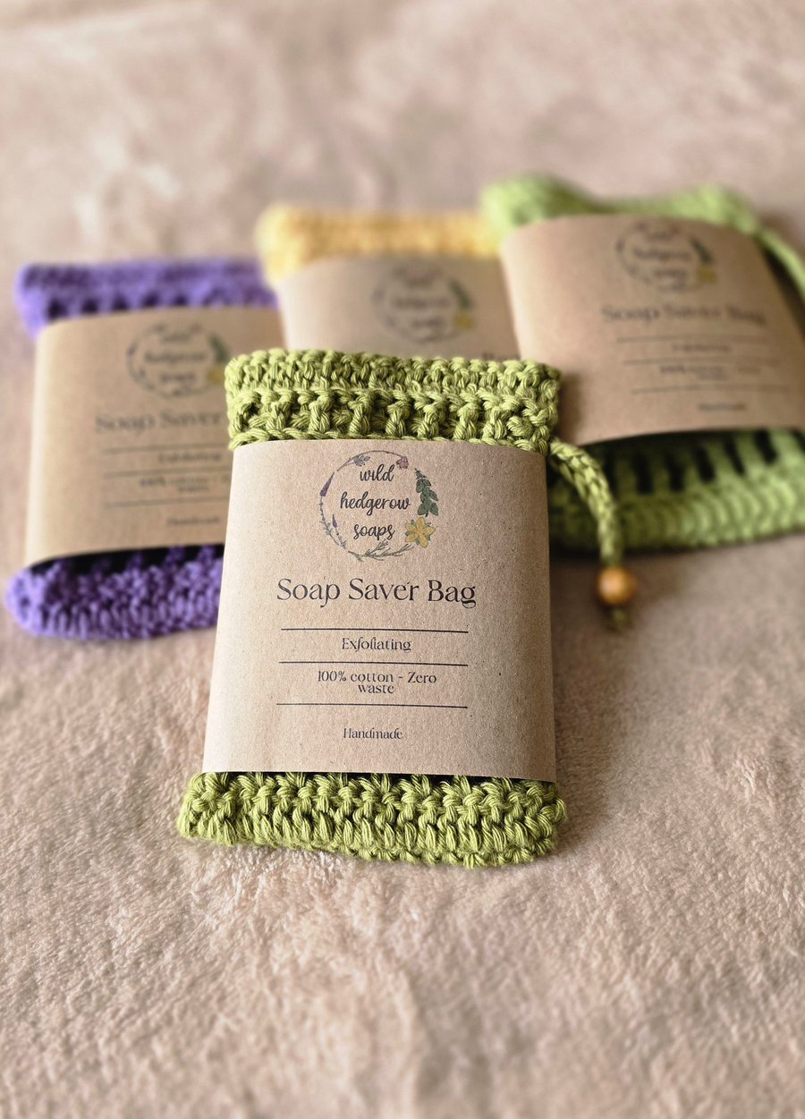  Reusable Crochet Soap Saver Bag, Exfoliating Soap Bag