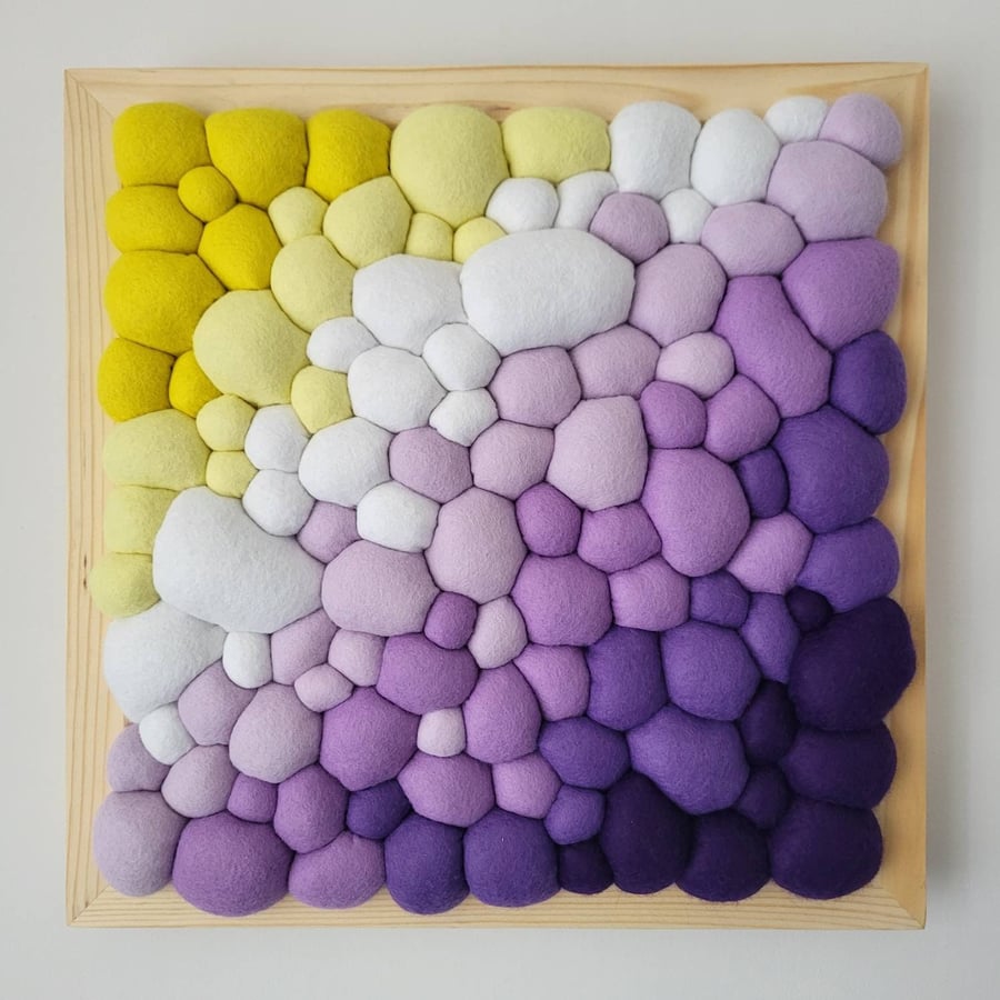Purple Yellow Felt Wall Art - Abstract Diagonal Blobs