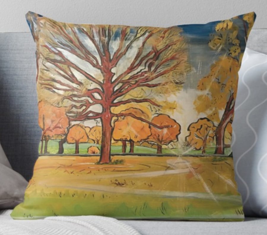 Throw Cushion Featuring The Painting ‘Leaves, Colour, Light’