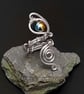 Blue Hematite Copper Ring ,Wire Wrapped Adjustable Ring, Handmade Statement ring - Image 4