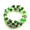 Jade and Crystal Bead Memory Wire Bracelet