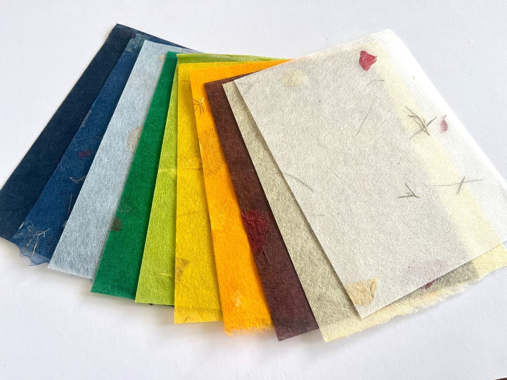 Silk Leaf Paper Sheets Set of 5, 10 - A5, A4 Mulberry Paper with Plant Fibres 