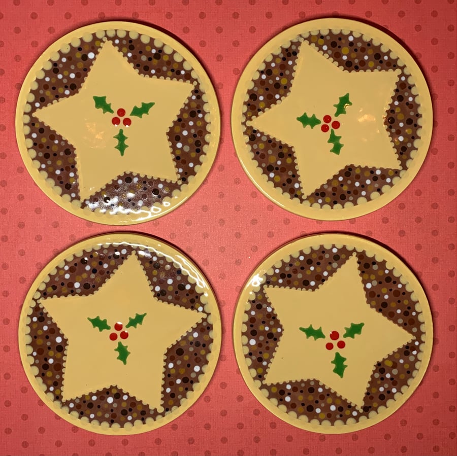 Private: Michelle Hosking - 4 Ceramic Mince Pie Coasters