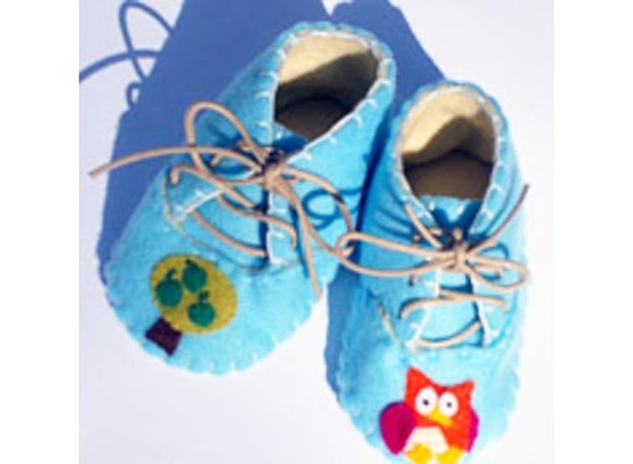 Owl Baby Shoes, Baby Booties - Blue, Pink, Cream, Baby Gift