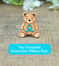 Ovarian Cancer Awareness Ribbon Bear Pin, Handmade Cancer Support Gift - Image 9