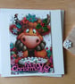 Highland Cow Christmas Card 