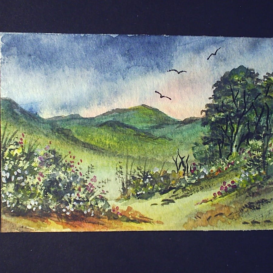 country landscape original art painting aceo SFA ref 184