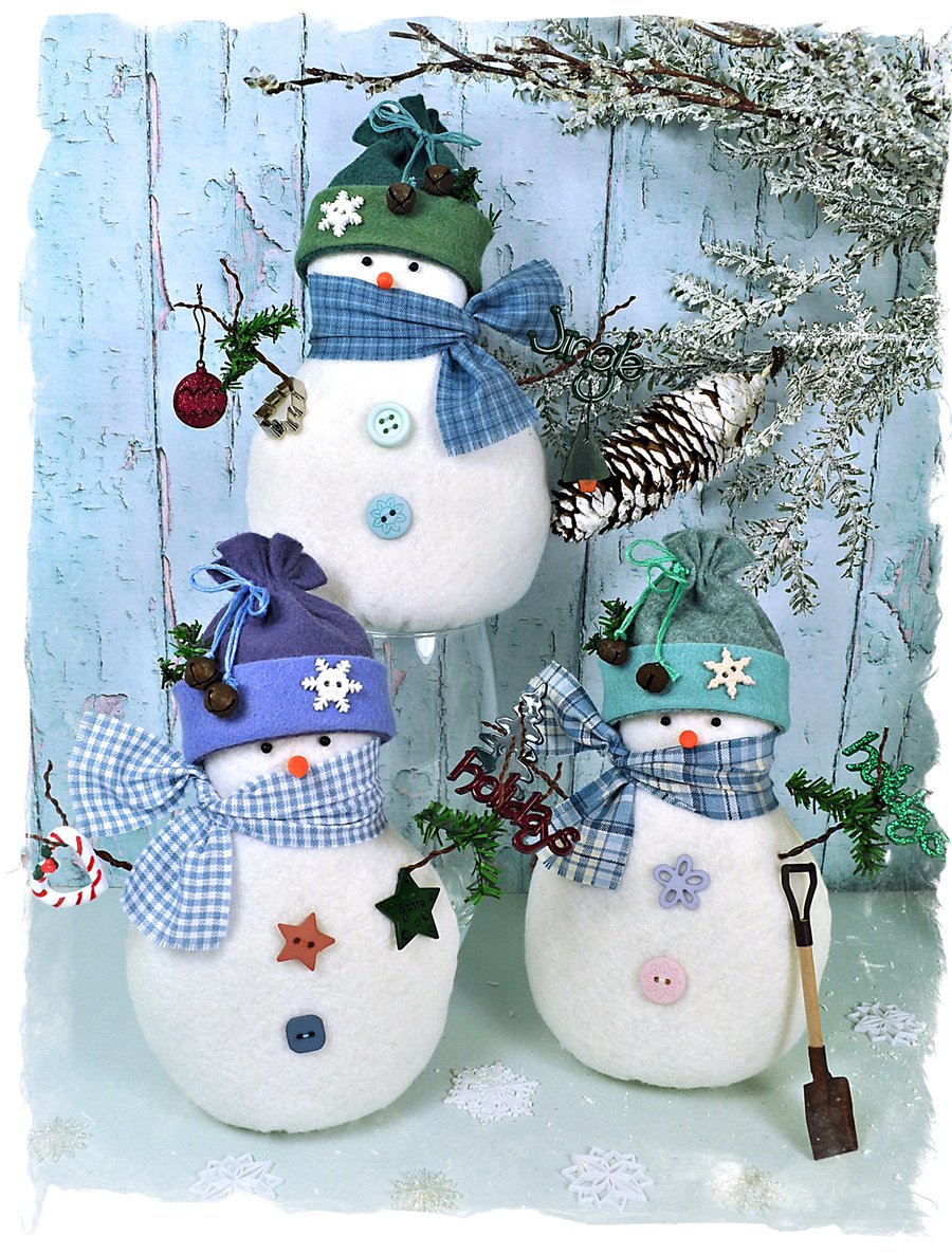 PDF - Snowy Friends Snowman Felt Pattern - Christmas Decorations
