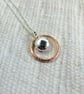 Silver Necklace. Recycled Sterling Silver Pebble with Copper Halo - Image 4
