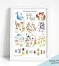 'My Animal Numbers' A3 Illustrated Art Print - Custom Title Available