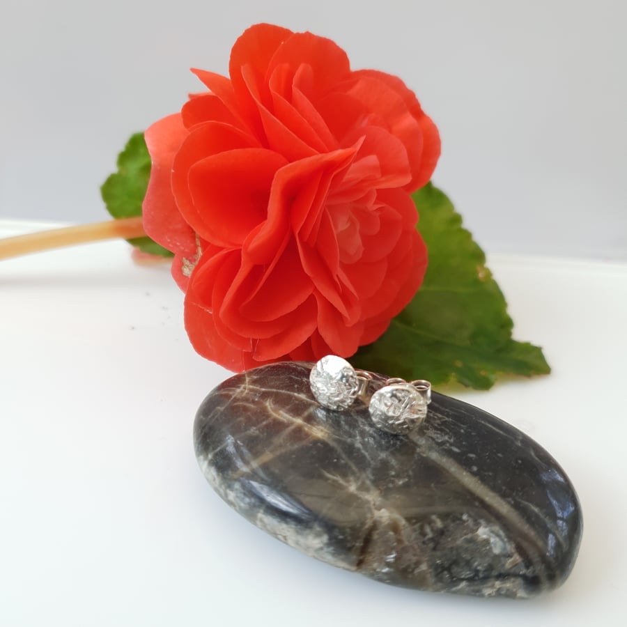 Small Sterling Silver Stud Earrings, Domed Minimalist Earrings - Free UK Post