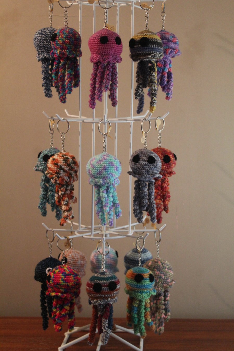Crochet jellyfish keyrings