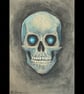 Smoky Joe - Original Blue Skull Watercolour Painting - Gothic Wall Art