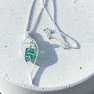Sea Glass Sterling Silver Pendant Necklace 16" Gift Boxed