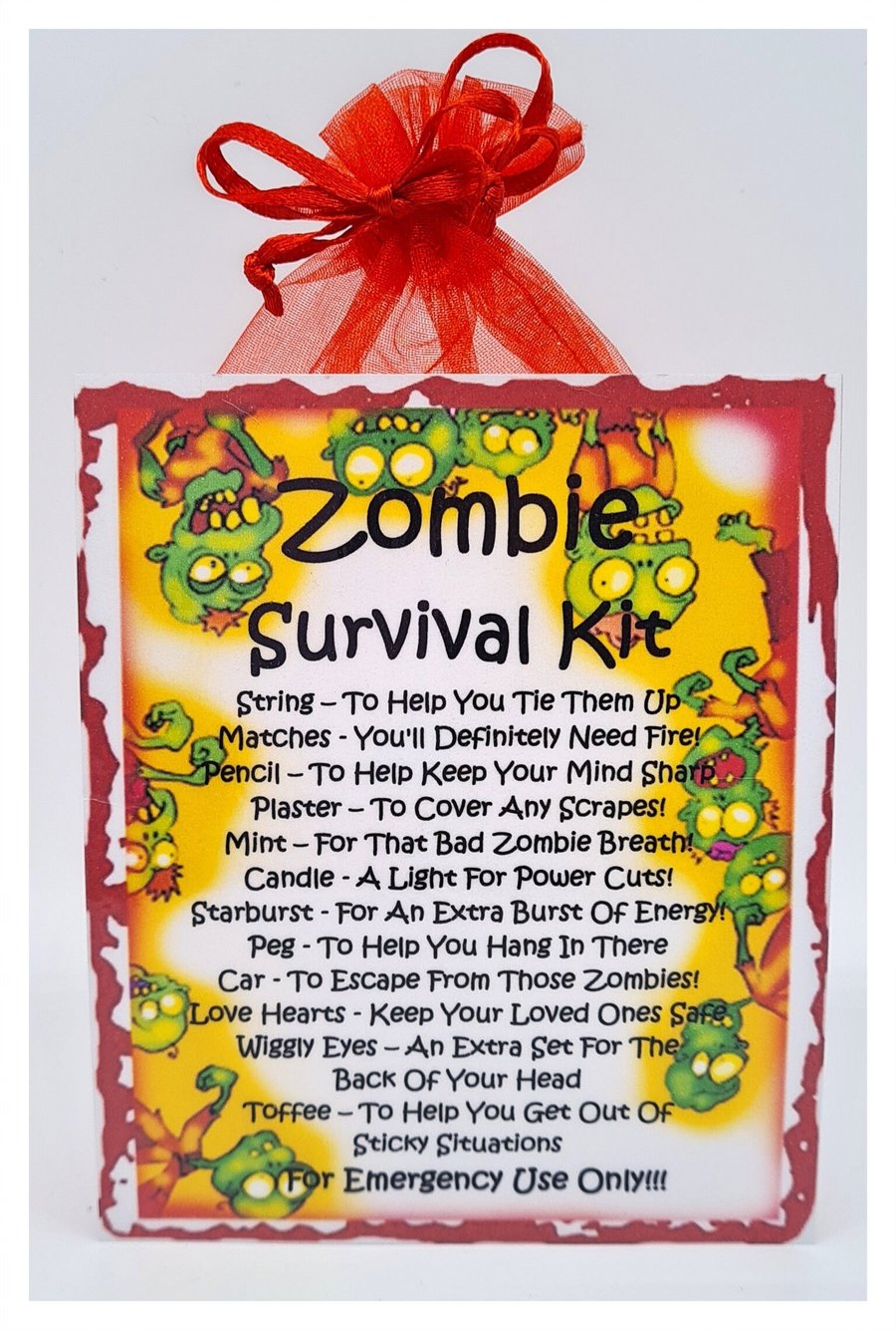 Zombie Survival Kit - Fun novelty gift and greetings card all in one !