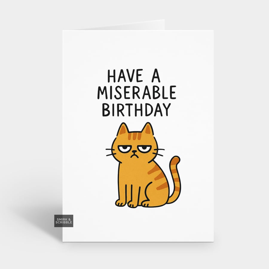 Image of Funny Birthday Card For Him Or Her - Grumpy Cat
