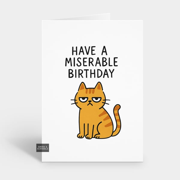 Funny Birthday Card For Him Or Her - Grumpy Cat