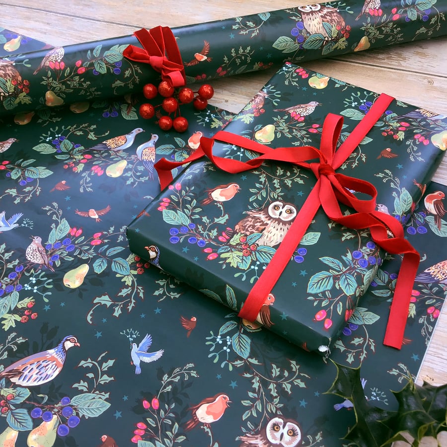 Pack of 2 sheets with tags of Season's Tweetings Christmas Wrapping Paper