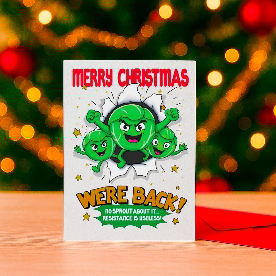 Funny Sprouts ‘We’re Back’ Christmas Card For Son, Nephew, Daughter, Niece 