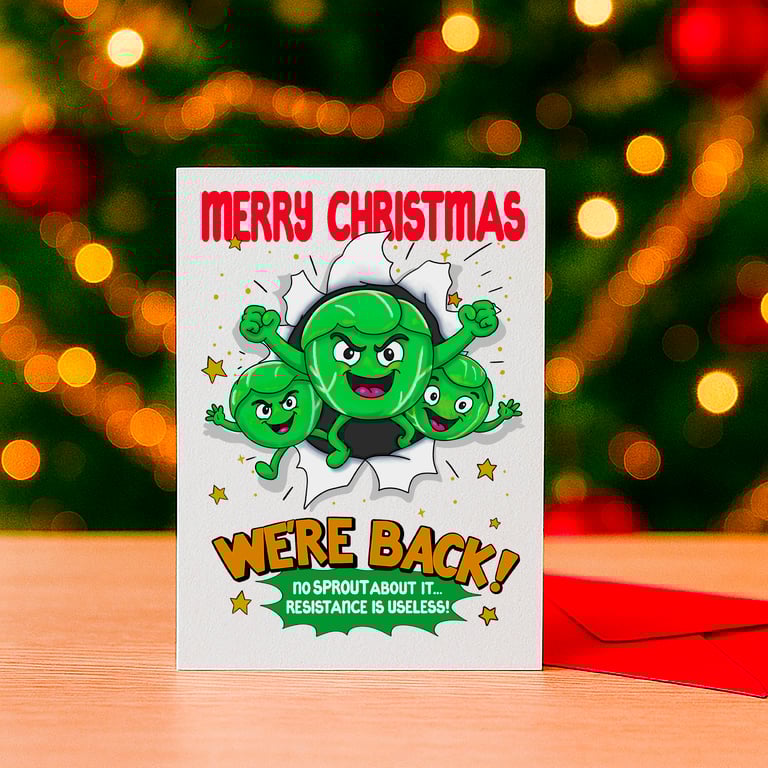 Funny Sprouts ‘We’re Back’ Christmas Card For Son, Nephew, Daughter, Niece 