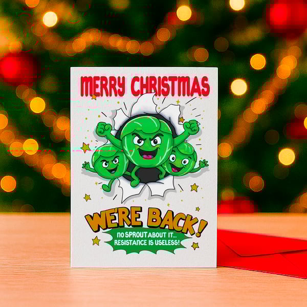 Funny Sprouts ‘We’re Back’ Christmas Card For Son, Nephew, Daughter, Niece 
