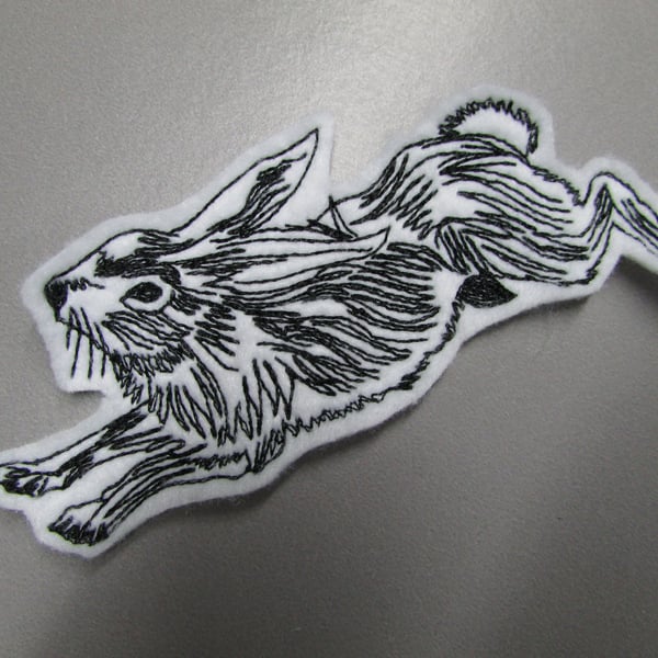 Vintage Hare Rabbit Embroidered Sew on Applique Patch