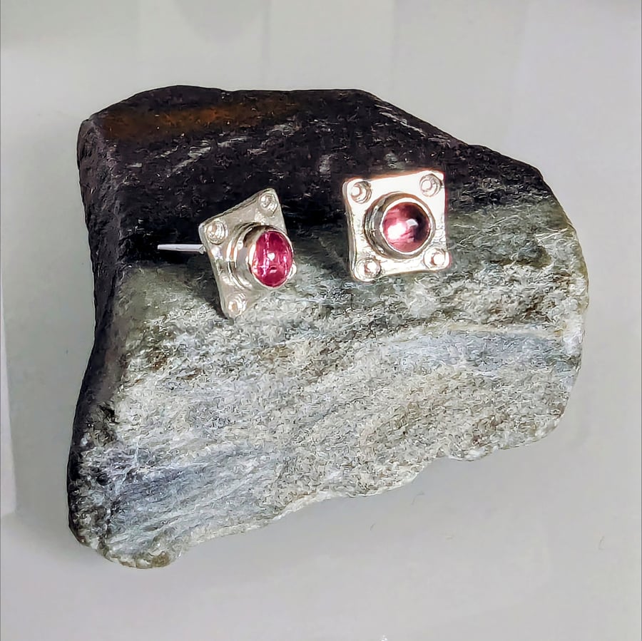 SILVER Pink Tourmaline Earrings, Handmade Urban Jewellery