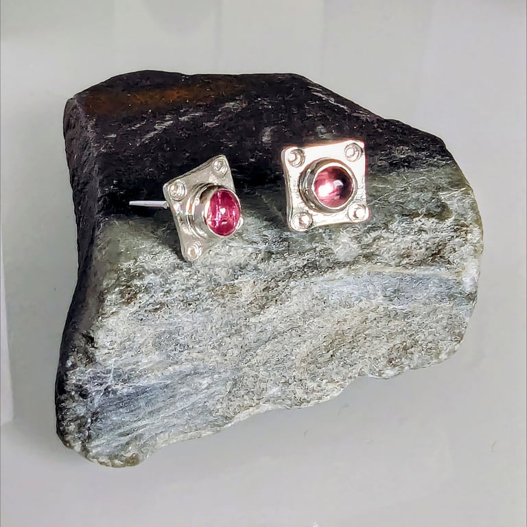 SILVER Pink Tourmaline Earrings, Handmade Urban Jewellery