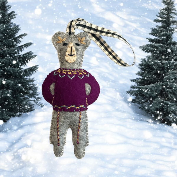 Felt Bear in a Fair Isle Jumper