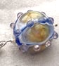 turquoise blue browns yellows pinks lampwork glass beaded pendant necklace - Image 4