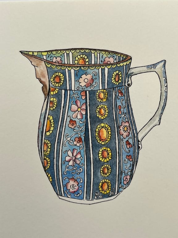 Pearlware 1 original gouache and ink painting 