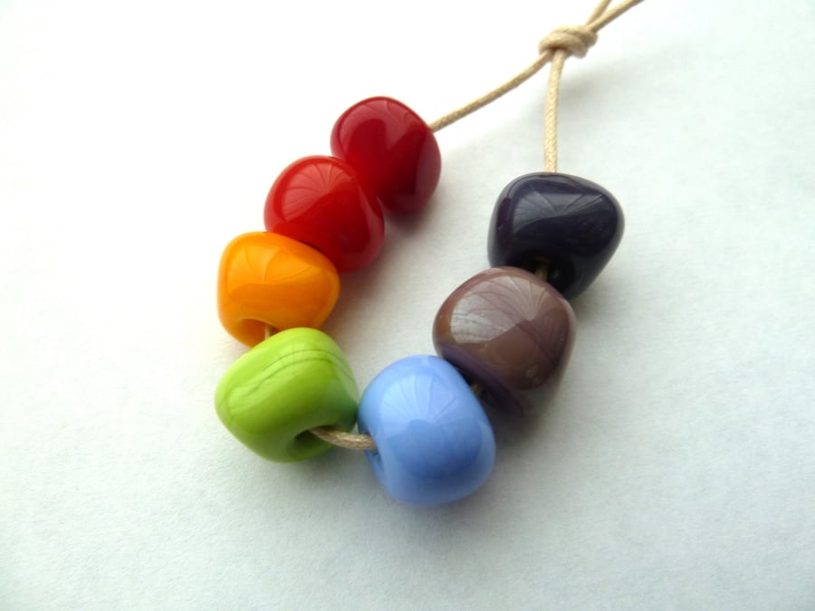 rainbow nugget lampwork beads