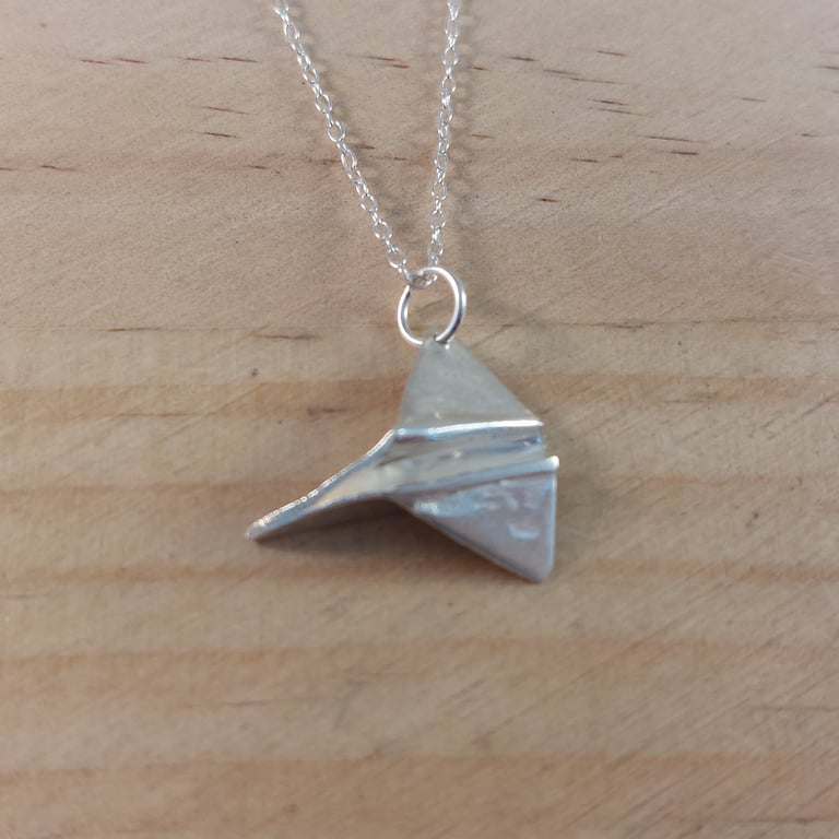 Sterling Silver Paper Airplane Necklace (SKU060625)