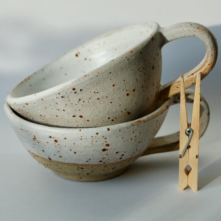 Rustic white shallow cup