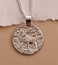 Stag Engraved Sterling Silver Coin Necklace - Image 10