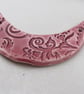 Rose Red Brocade Ceramic Crescent Bib Pendant - Image 3