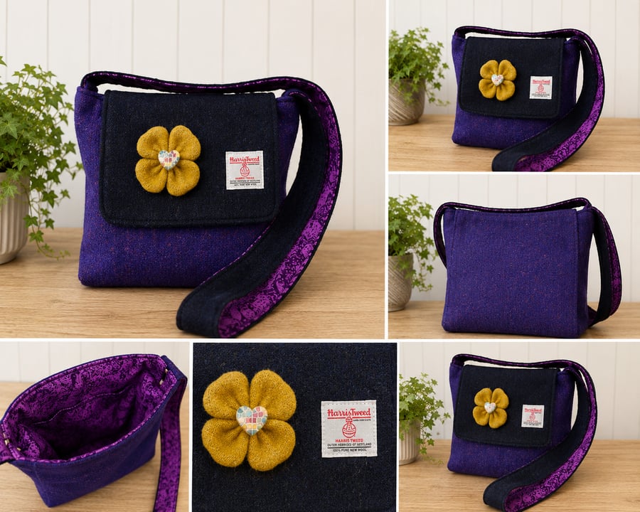 Harris tweed clover bag