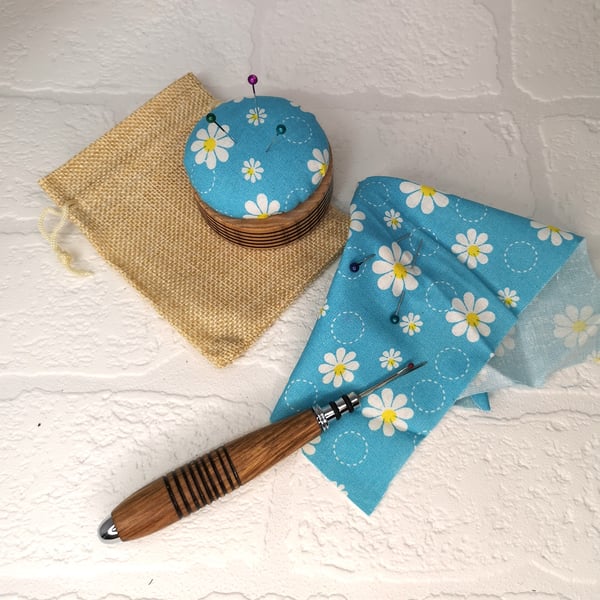 CRAFTERS ESSENTIALS - Woodturned Seam Ripper and Pin Cushion 