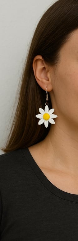 Handmade Daisy Polymer Clay Earrings, Colourful Boho Statement Jewellery
