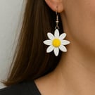 Handmade Daisy Polymer Clay Earrings, Colourful Boho Statement Jewellery
